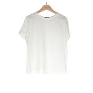 Blanca Vita - Silk-Blend Crew Neck T-Shirt Top in White / Size 40 IT (XS US)
